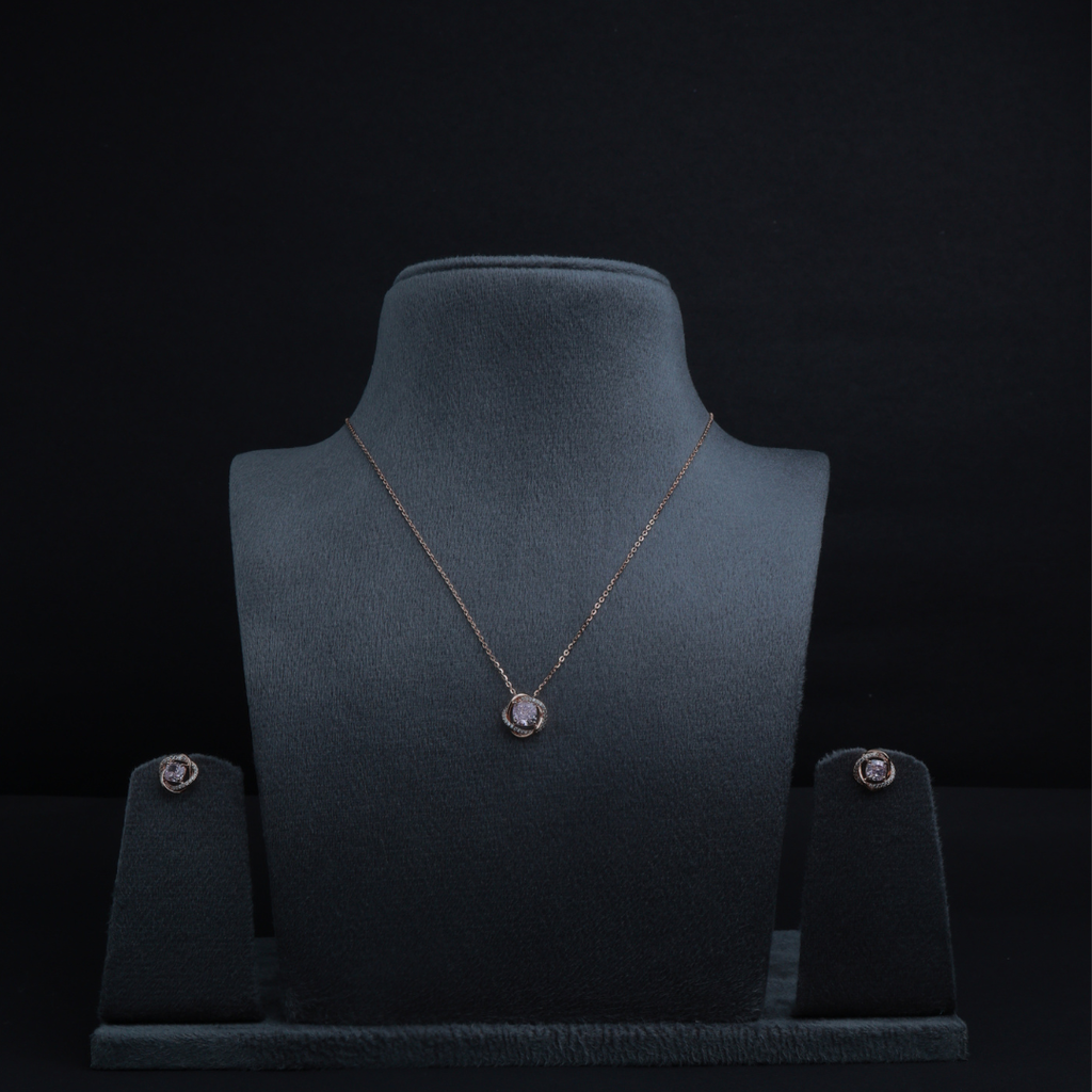 Nova Halo Solitaire Silver Pendant Set