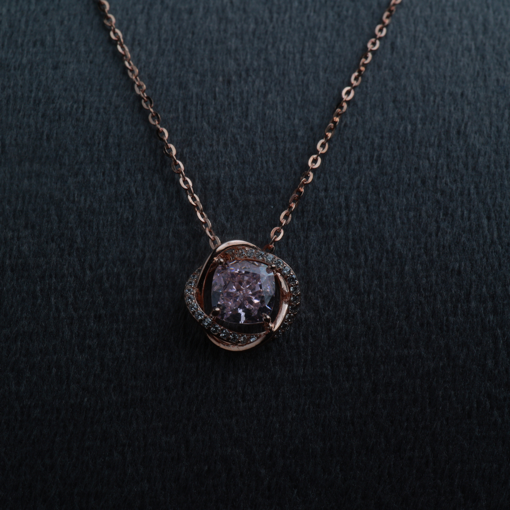 Nova Halo Solitaire Silver Pendant Set