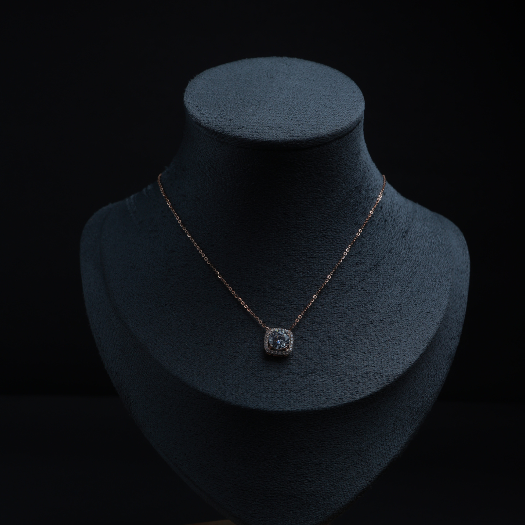 Luna Halo Solitaire Necklace