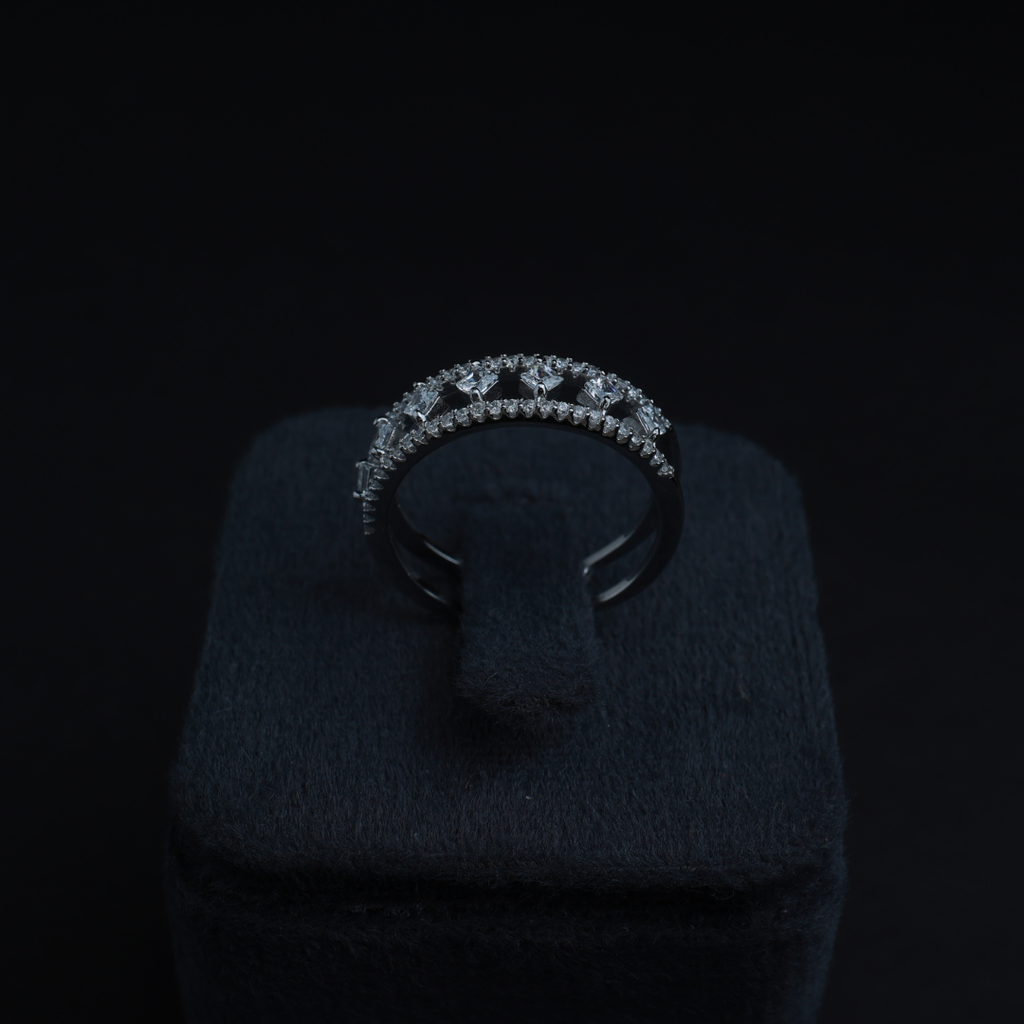 Sculpted Side CZ Ring