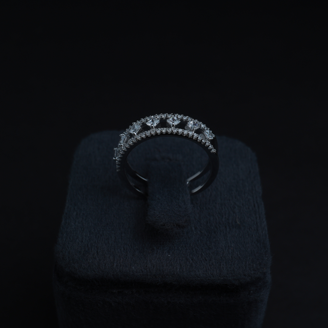 Sculpted Side CZ Ring