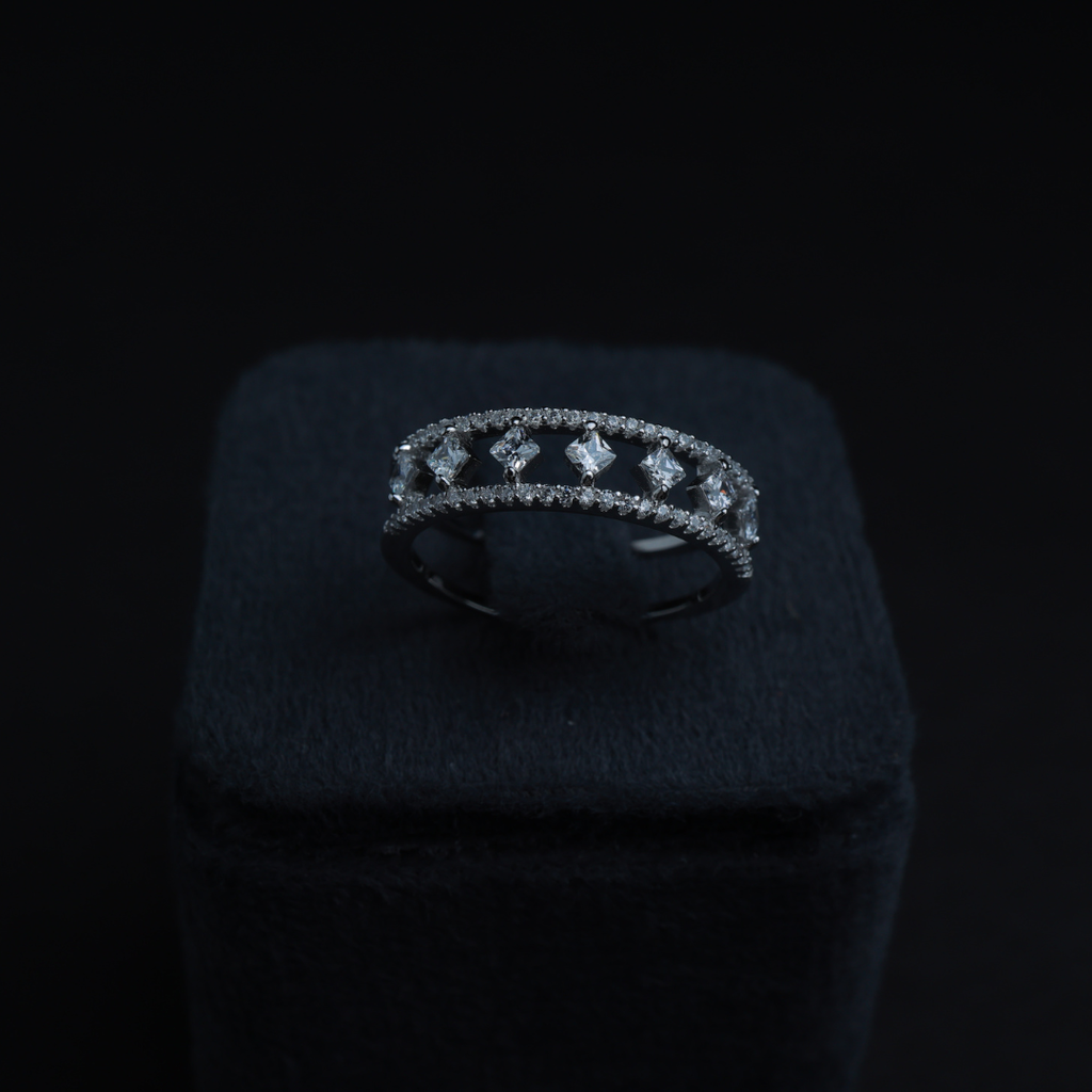 Sculpted Side CZ Ring
