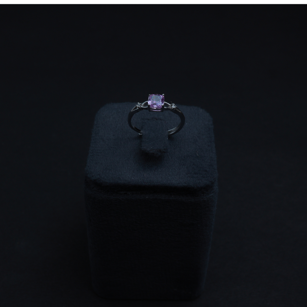 Purple CZ Solitaire Ring