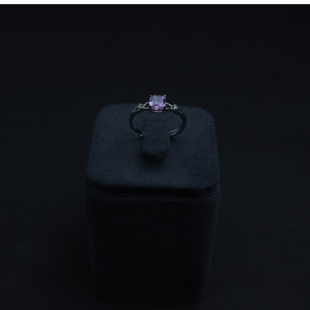 Purple CZ Solitaire Ring