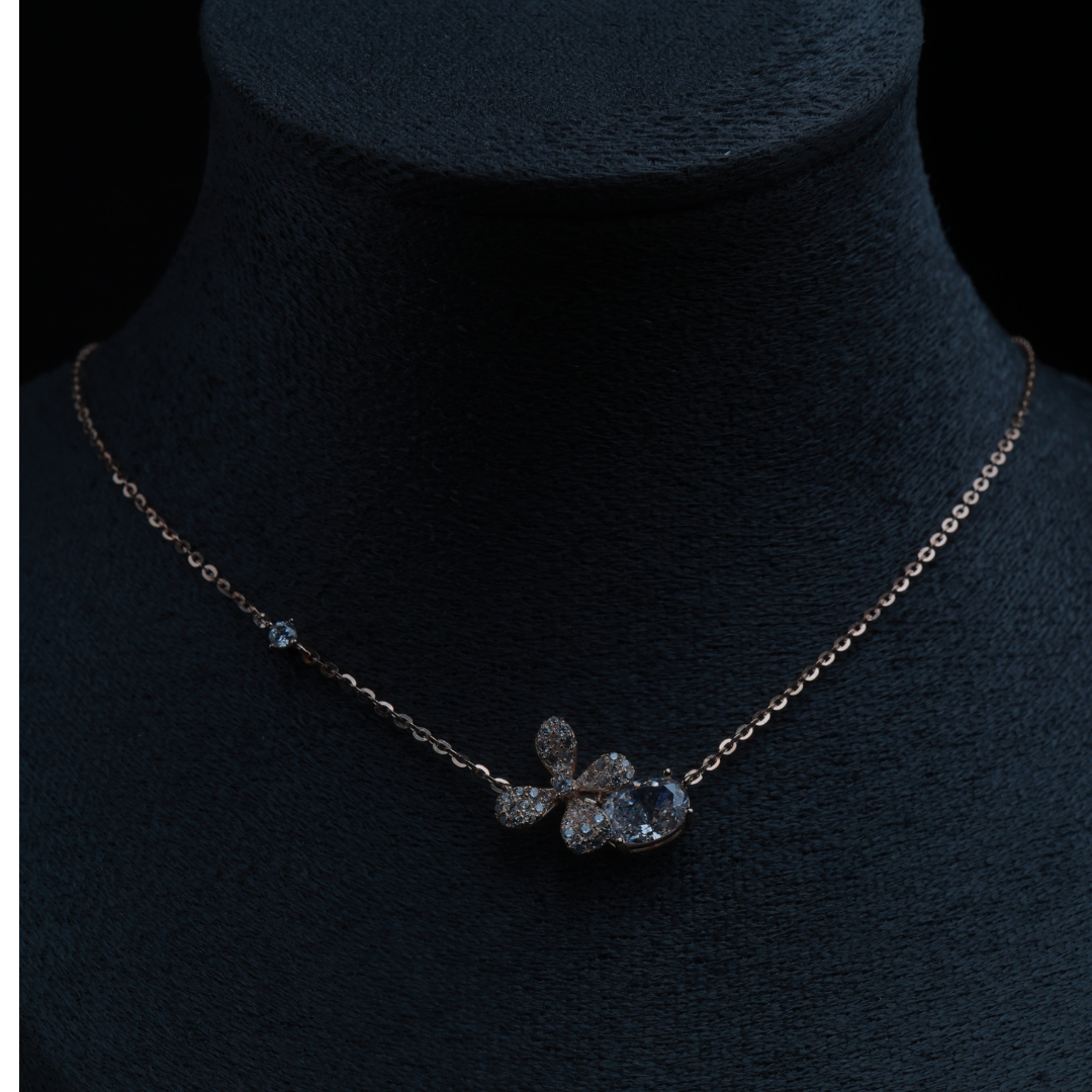 Floral CZ Pendant Necklace